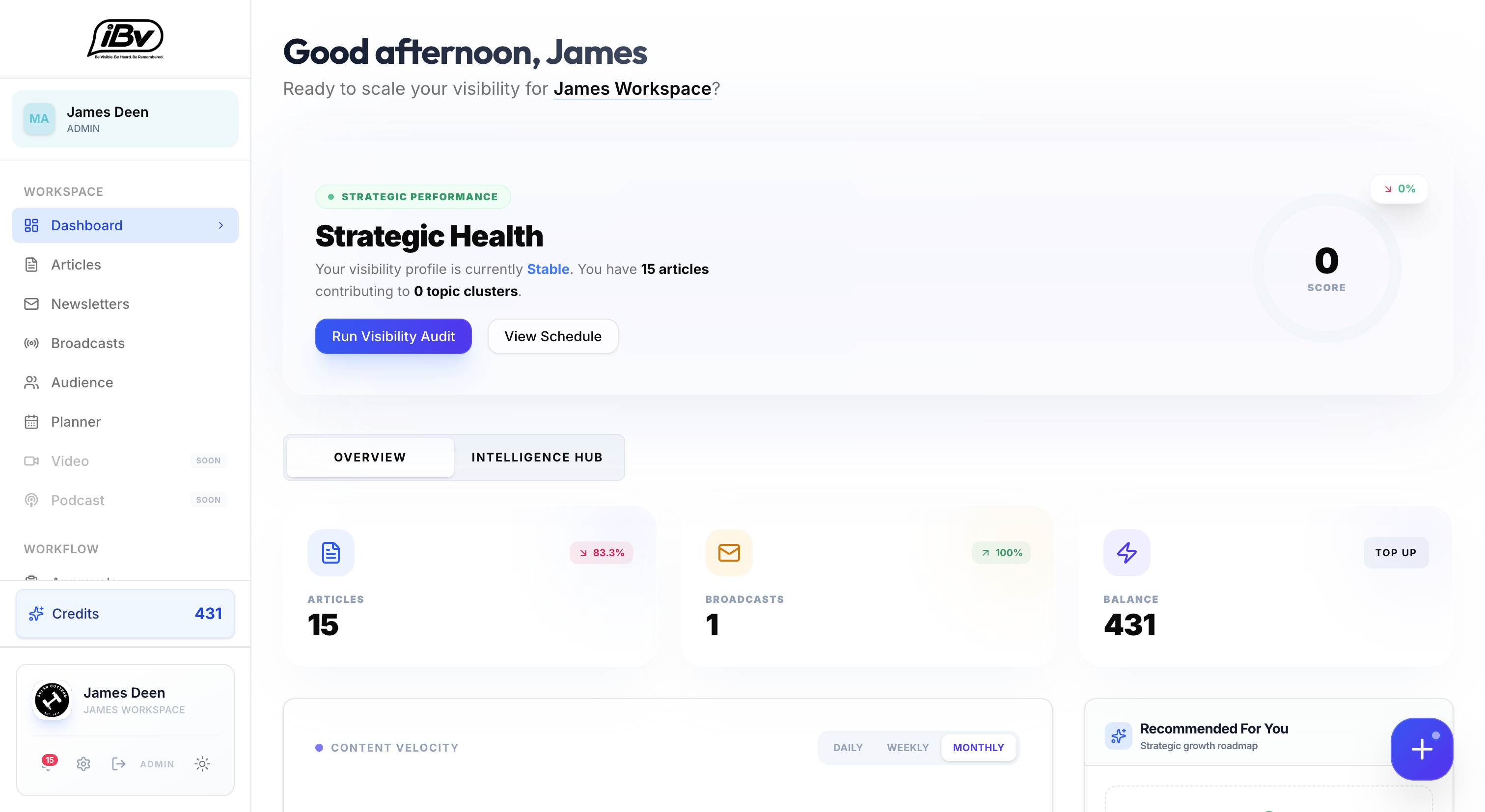 iBeVisible Web Dashboard